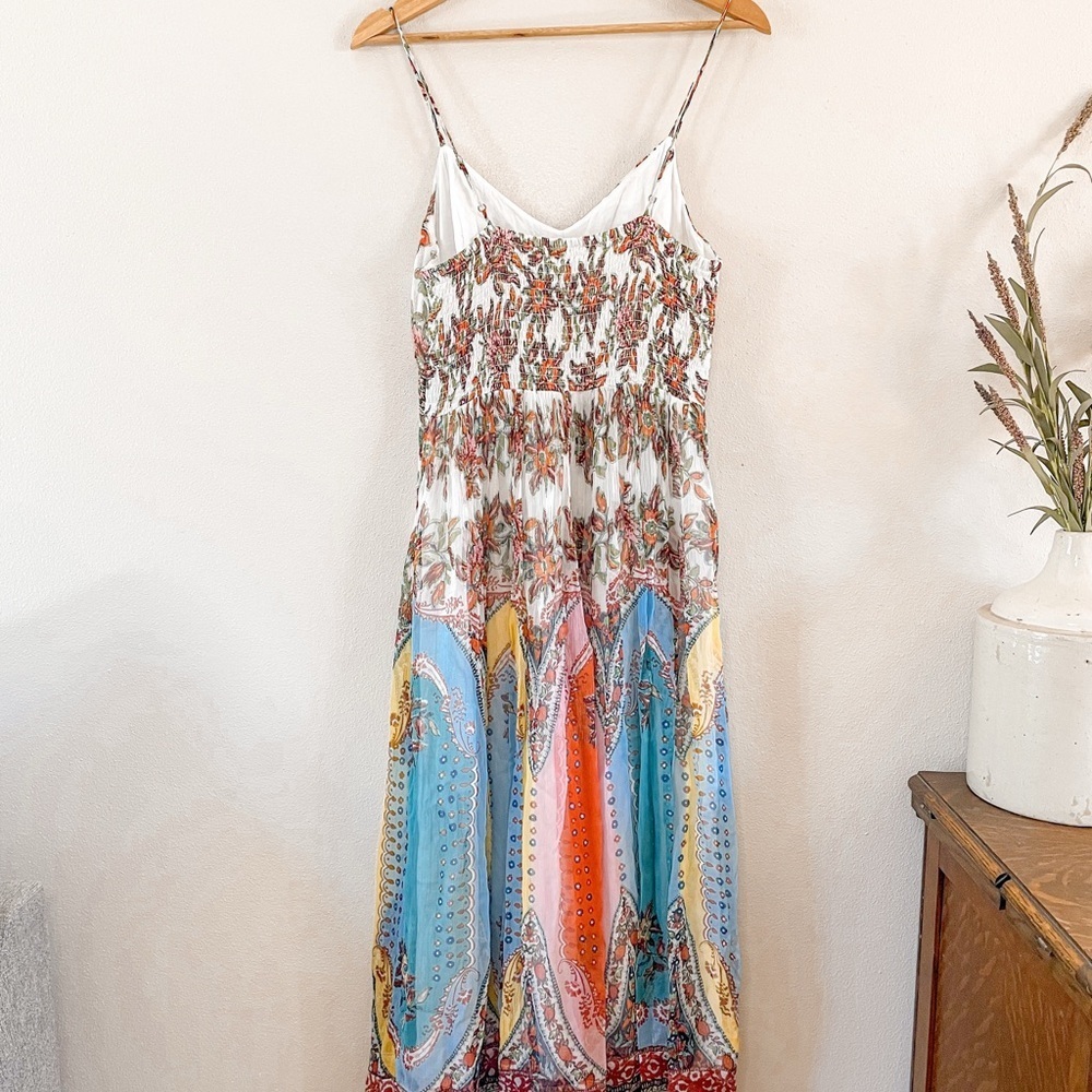 Anthropologie White Multicolor Paisley Spaghetti-Strap Maxi Dress - Picture 6 of 15